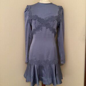 NWT KEEPSAKE THE LABEL RESOUND LACE TRIM DRESS PERIWINKLE M PARTY COCKTAIL BOHO